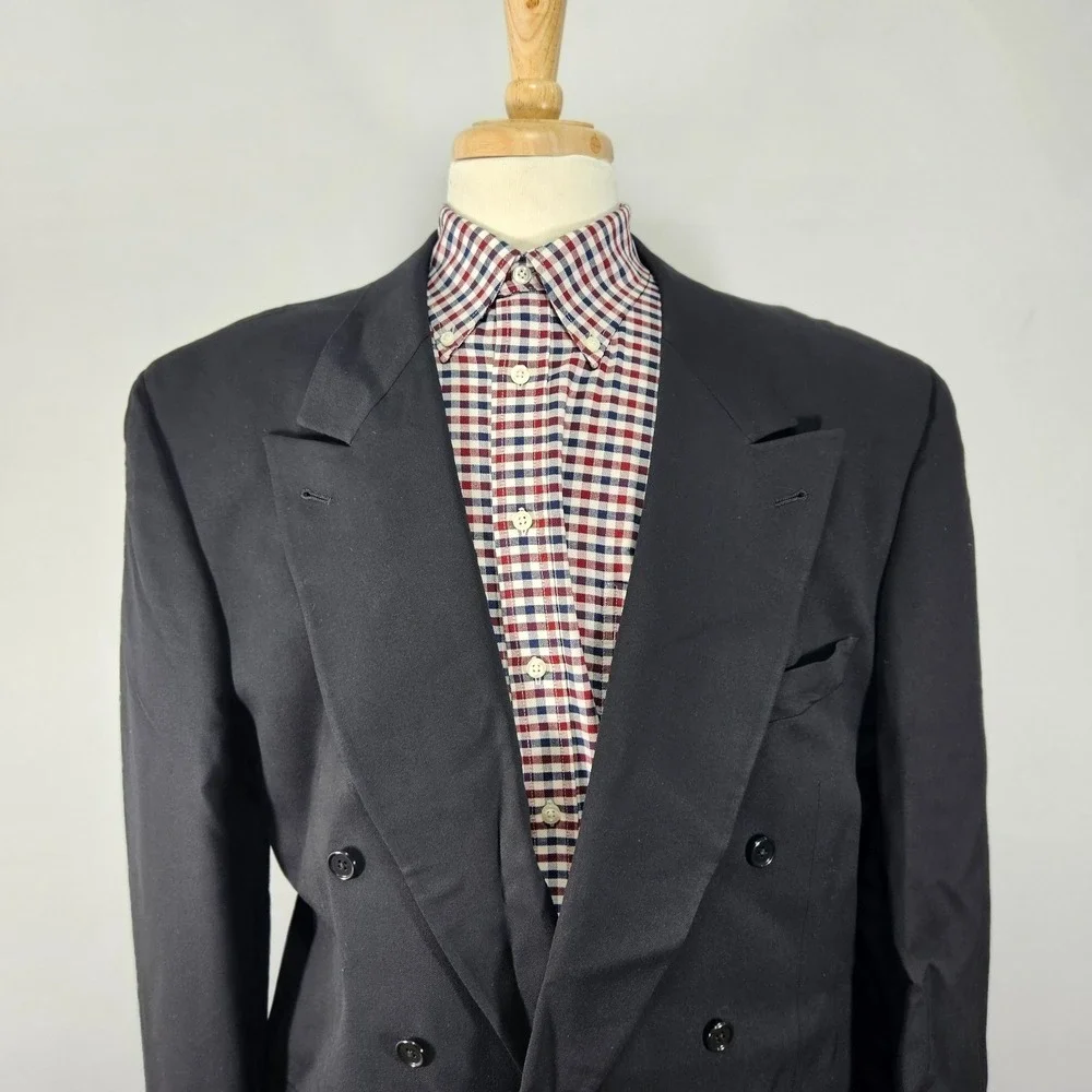 Joseph Abboud Men's Double‎ Breast Sport Coat Black Silk Wool Cotton 44L